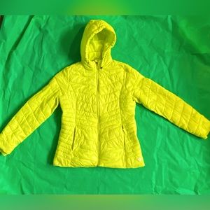 Xersion Neon Yellow Winter Puffer Jacket Size M Removable Hood